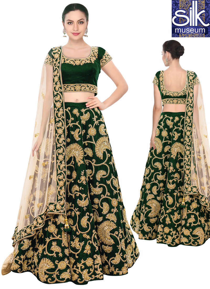 11596 Breathtaking Green Color Satin Designer Party Wear Lehenga Choli