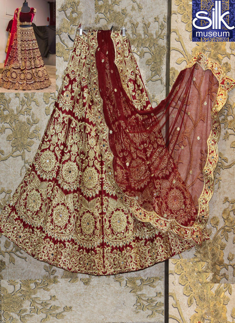 11646 Magnificent Maroon Color Satin Designer Wedding Wear Lehenga Choli