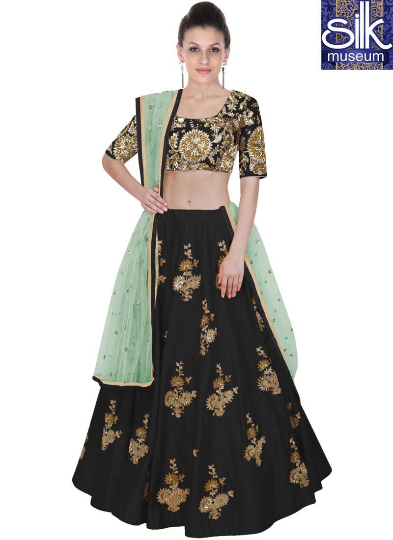 12116 Magical Black Color Art Silk Embroidered Work Designer Lehenga Choli