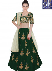 Looking Beautiful Green Color Art Silk Embroidered Work Butta Style Lehenga Choli