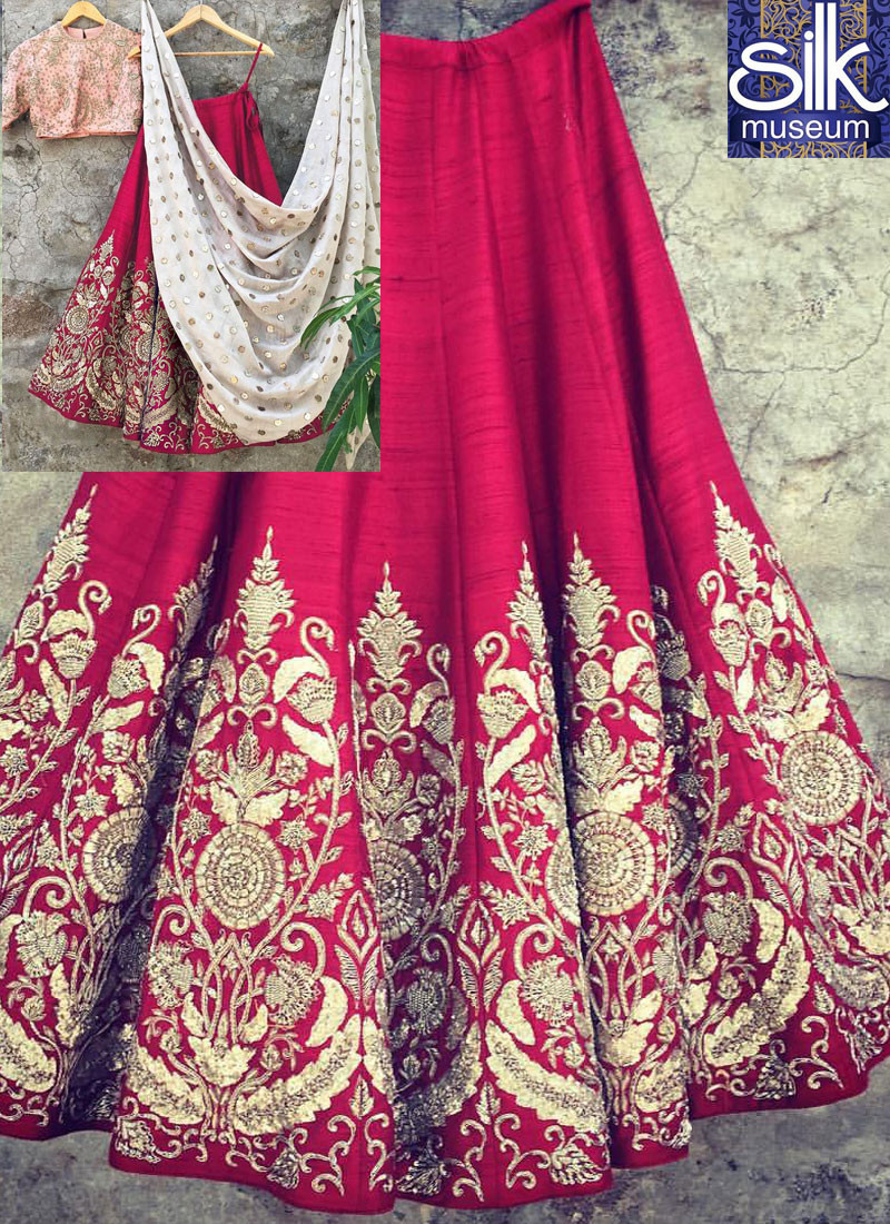 12505 Divine Pink Color Art Silk Cotton Linen Blend Designer Lehenga Choli