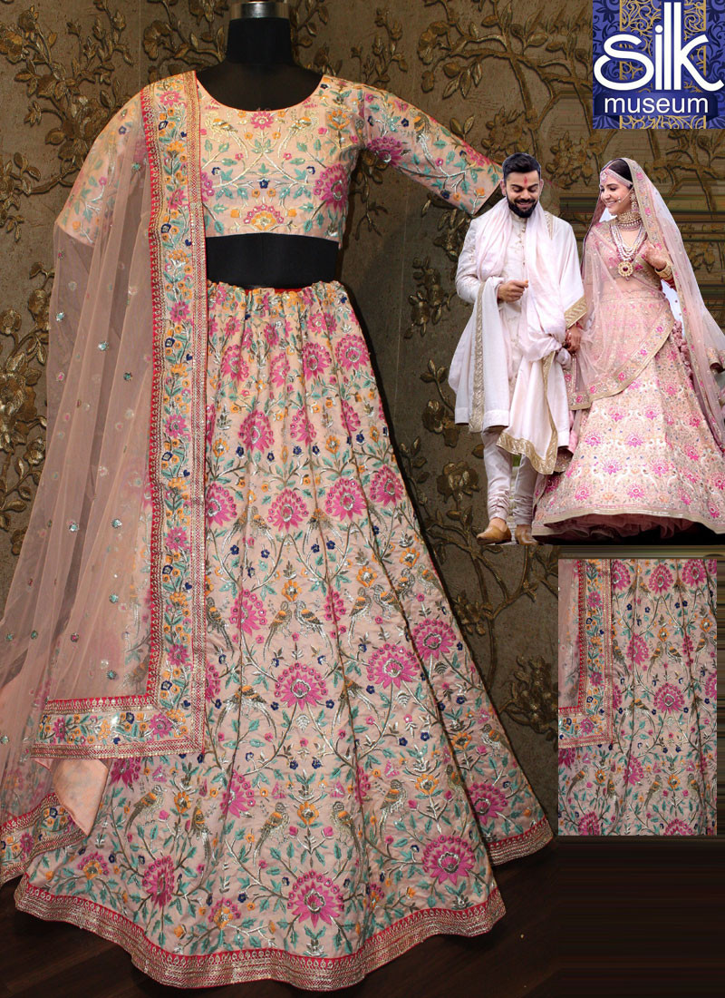 12672 Splendorous Peach Color Banglori Silk Designer Party Wear A Line Lehenga Choli