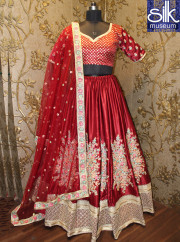 Magnetic Gulkand Maroon Color Moss Velvet Bridal Wear A Line Lehenga Choli