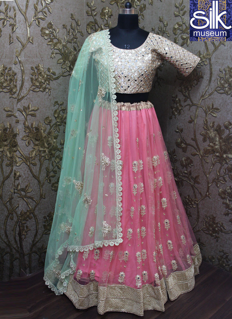 12678 Lovely Pink Color Soft Net Designer Party Wear Lehenga Choli
