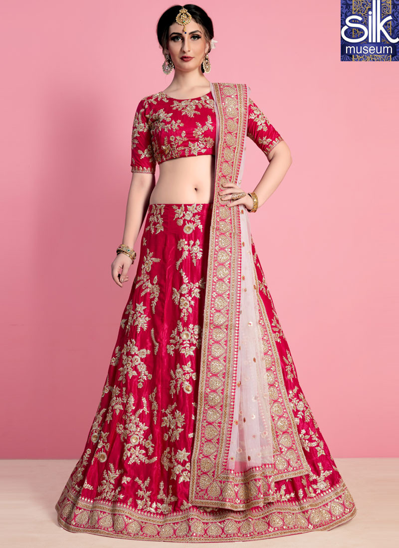 13094 Lovely Hot Pink Color Velvet Silk New Designer Party Wear A Line Lehenga Choli
