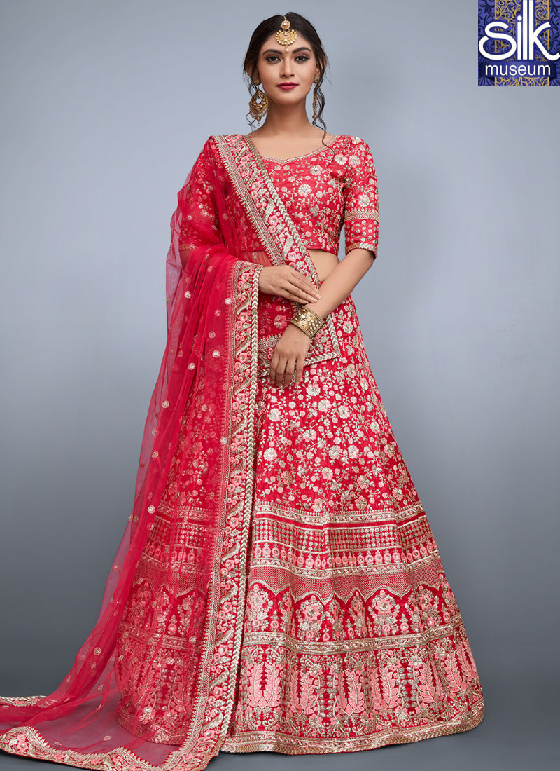 13202 Attractive Hot Pink Color Art Silk New Traditional Wedding Wear A Line Lehenga Choli
