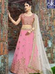 Sparkling New Pink Color Art Silk Designer Traditional Party Wear A Line Lehenga Choli