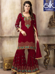 Stunning Red Color Georgette New Designe