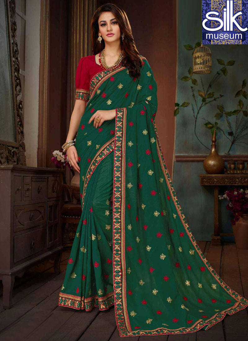 13368 Majestic Green Color Art Silk New Designer Traditional Party Wear Saree