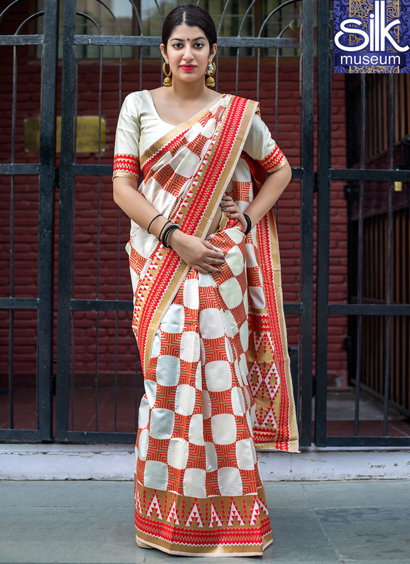 13390 Magnetic Off White Color Banarasi Silk New Designer Party Wear Traditional Saree