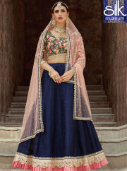 Magnetic Navy Blue Color Art Silk New Designer Wedding Wear A Line Lehenga Choli