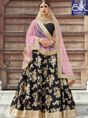 Majestic Black Color Crepe Silk New Designer Party Wear Embroidered Lehenga Choli