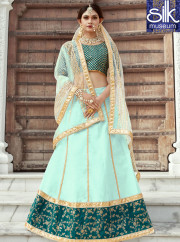 Divine Sea Green Color Art Silk New Designer Party Wear A Line Lehenga Choli