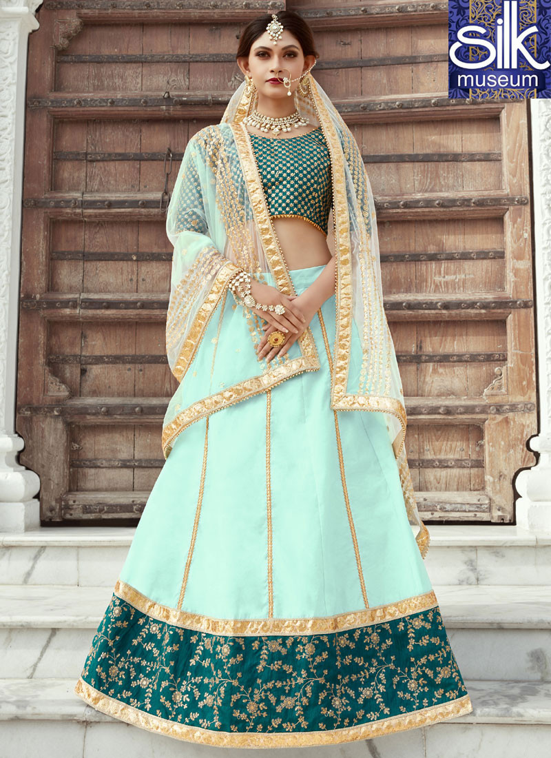 13529 Divine Sea Green Color Art Silk New Designer Party Wear A Line Lehenga Choli