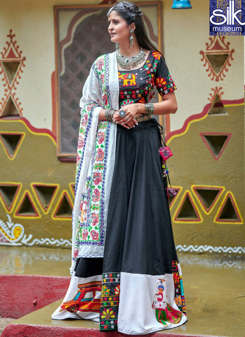 13790 Majestic Black Color Cotton Fabric New Designer Festive Party Wear Lehenga Choli