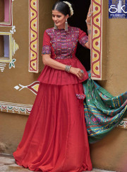 Awesome Maroon Color Art Silk Designer Festival Wear Lehenga Choli