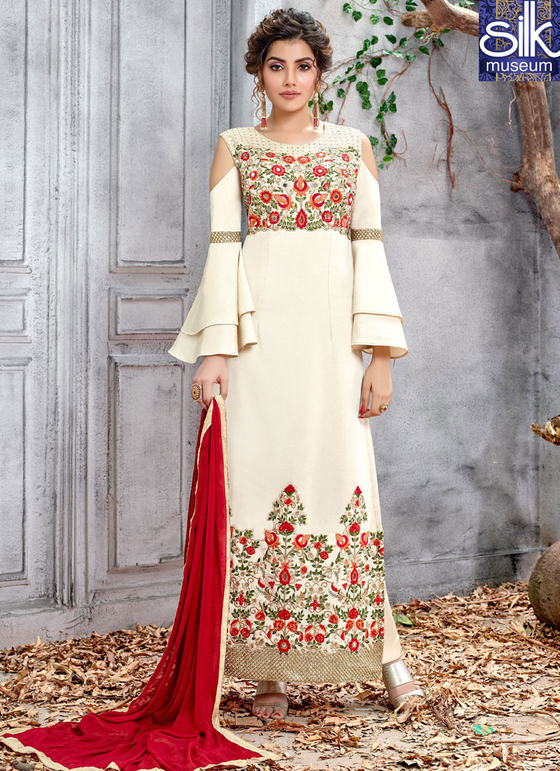 white chudidar dress