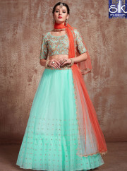 Sparkling Turquoise Color Soft Net Desig