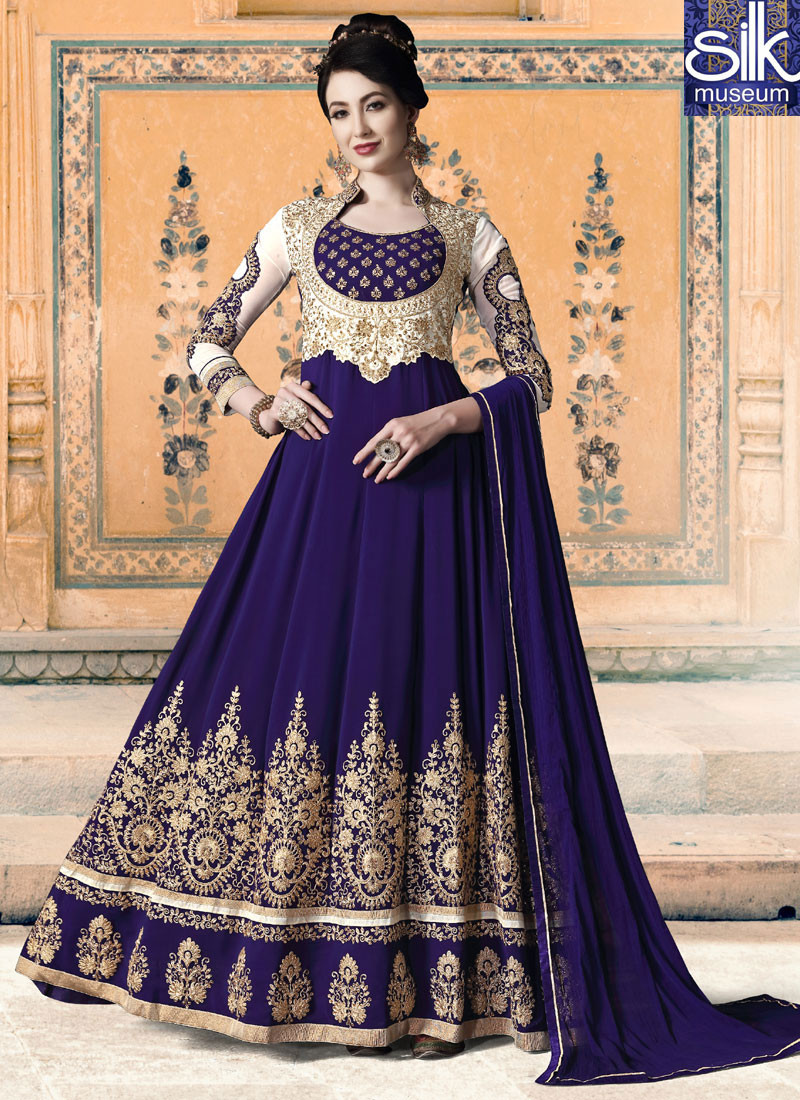 13930 Lovely Blue Color Georgette New Designer Floor Length Anarkali Suit