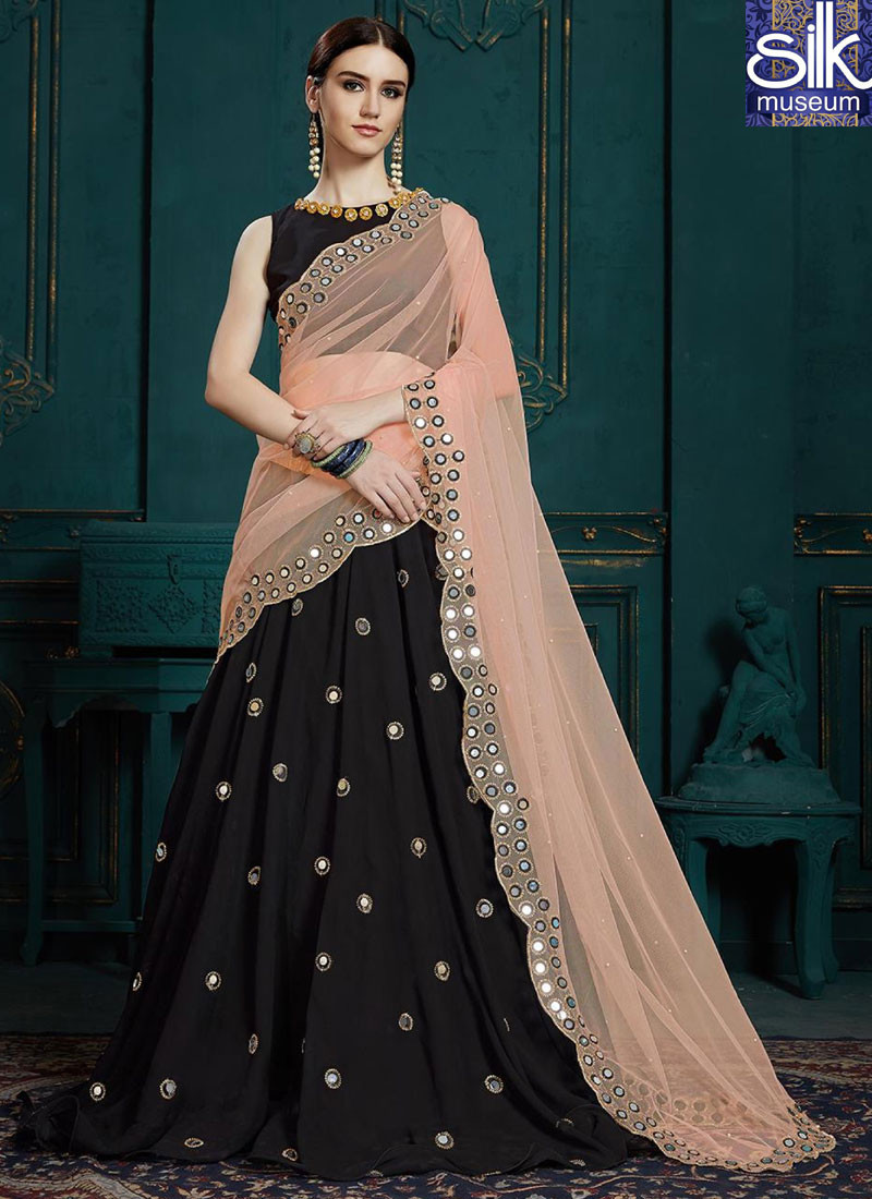 13944 Majestic Black Color Georgette Fabric New Designer Party Wear Lehenga Choli