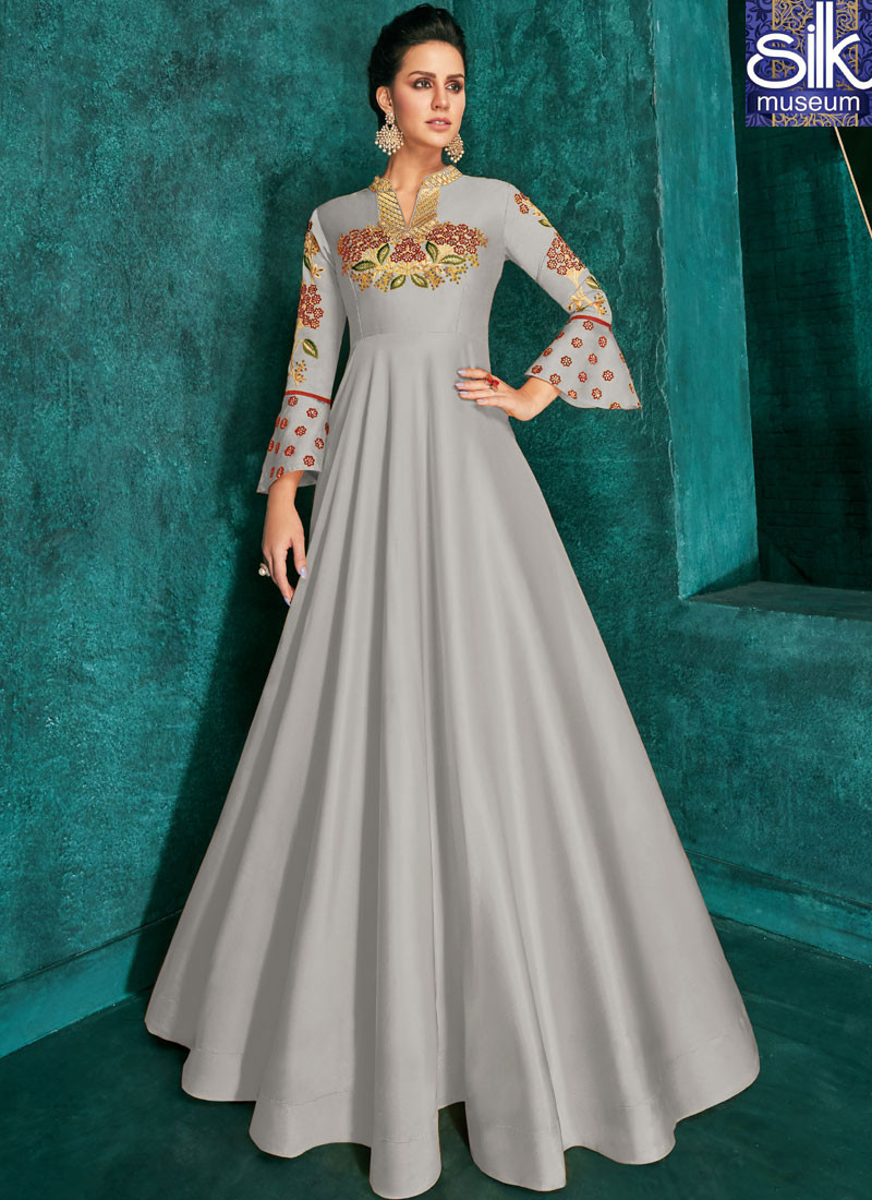 grey colour party wear dresses