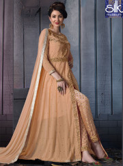 Stunning Beige Color Georgette Designer 