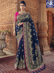 Magnetic Blue Color Silk Fabric New Desi