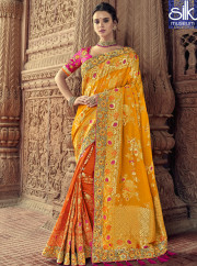 Majestic Orange And Mustard Color Silk F