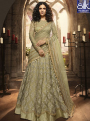 Alluring Sea Green Color Soft Net Fabric Designer Reception Wear Wear Lehenga Choli