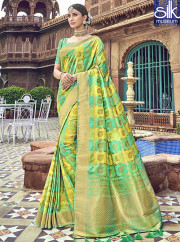 Traditional Green Color Silk Fabric Desi