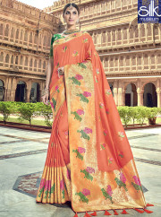 Beautiful Orange Color Silk Fabric New D