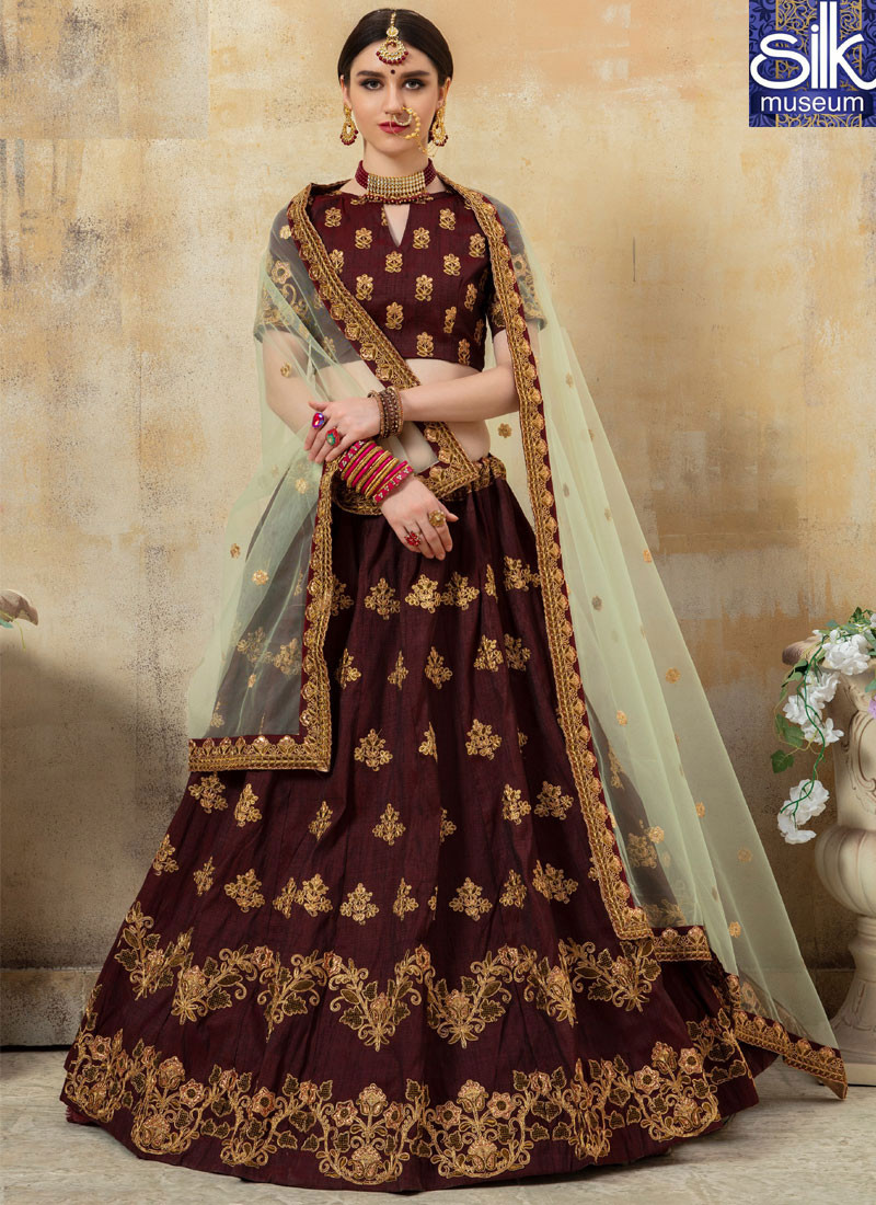 14106 Divine Maroon Color Art Silk New Designer Wedding Wear Lehenga Choli