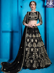 Majestic Black Color Art Silk New Designer Party Wear Lehenga Choli