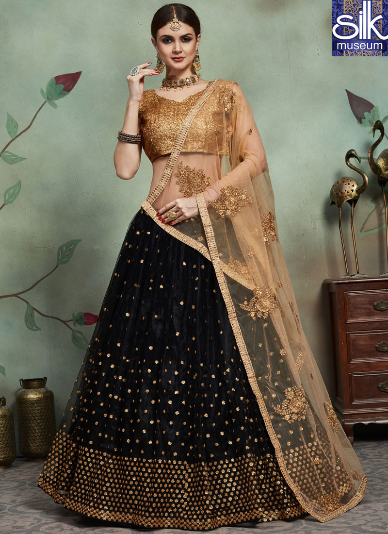 14164 Majestic Black Color Soft Net Designer Party Wear Lehenga Choli