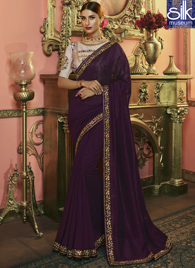 Wonderful Wine Color Art Silk New Designer Party Wear Saree