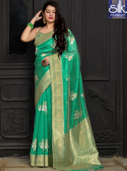 Sea Green Color Banarasi Silk New Designer Traditional Saree