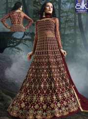 Outstanding Maroon Color Soft Fabric New Designer Wedding Wear Anarkali Suit