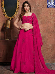 Awesome Hot Pink Color Georgette New Designer Wedding Party Wear Lehenga Choli