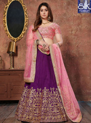 Divine Purple Color Art Silk New Designer Wedding Wear Lehenga Choli
