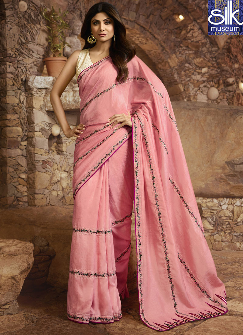 14269 Alluring Pink Color Soft Silk New Designer Party Wear Saree