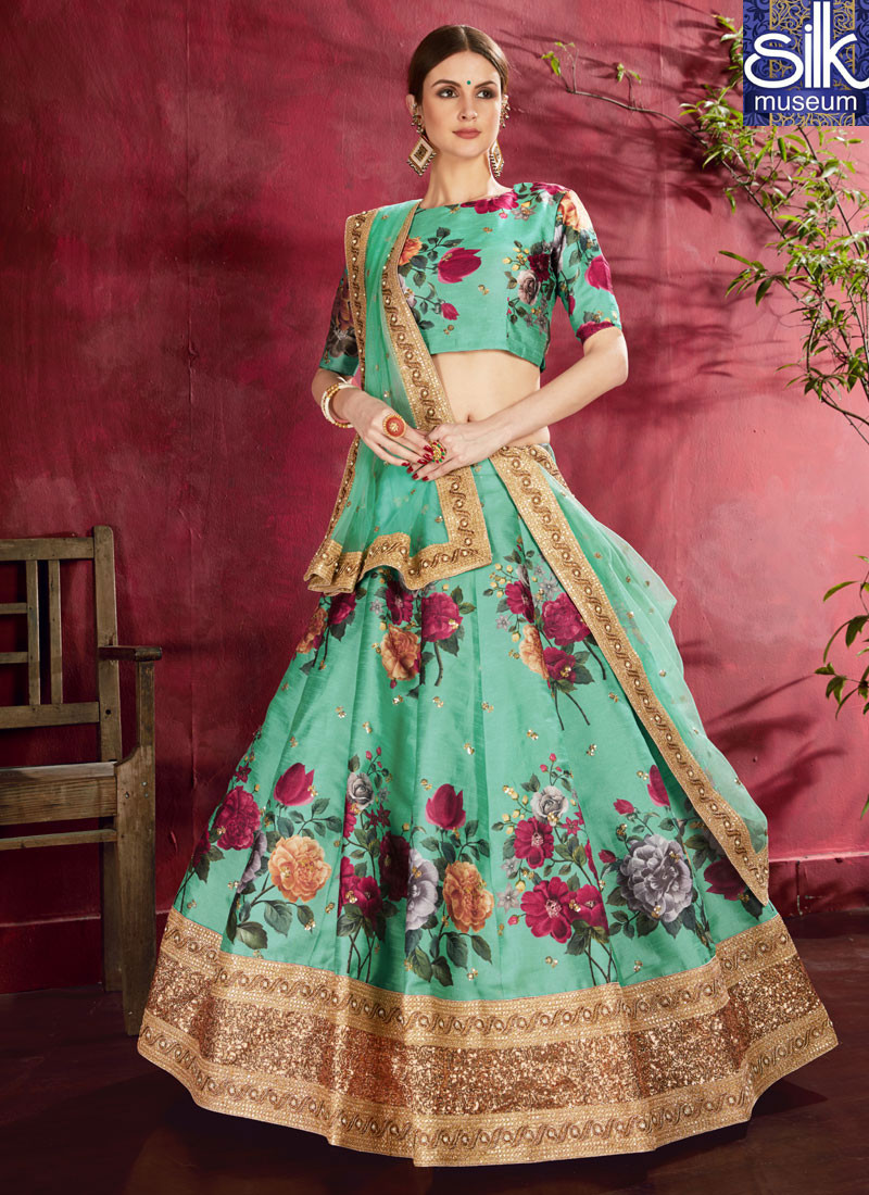 14281 Alluring Sea Green Color Banglori Silk New Designer Party Wear Lehenga Choli