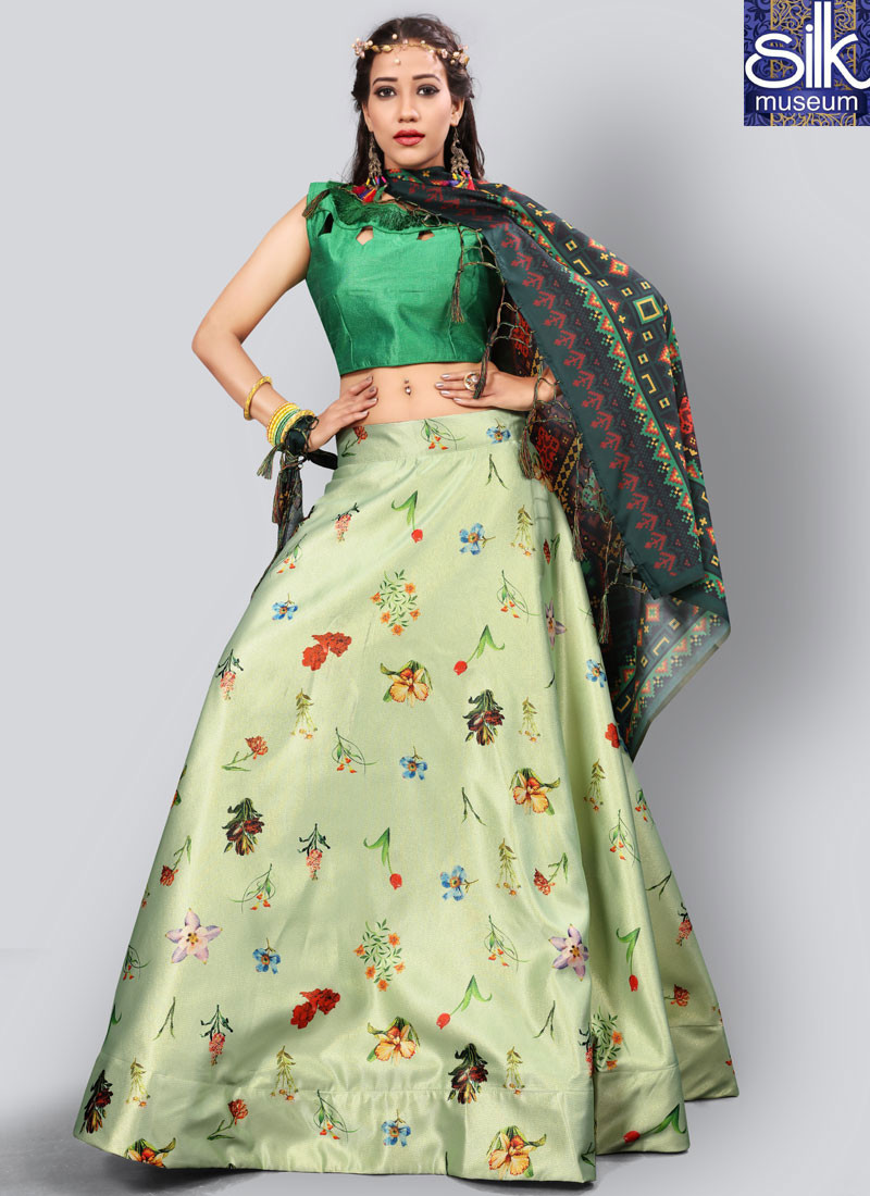14331 Delightful Sea Green Color Satin Silk Designer Party Wear Lehenga Choli