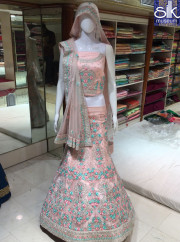 Beautiful Baby Pink Color Net Designer Wedding Wear Lehenga Choli