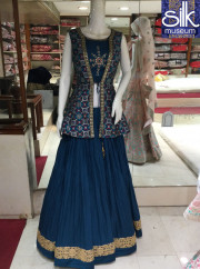 Western Peplum Style Outfit With Traditional Patola Weave In Hand Work