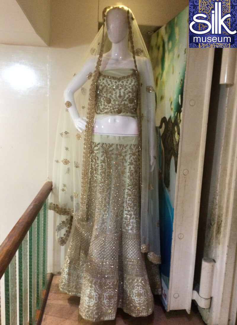 Sparkling Zari Work Lehenga In Pista Green