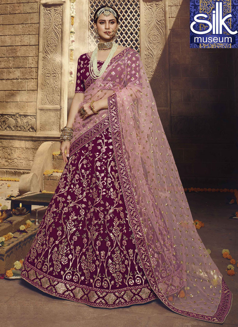 14356 Gota Work Georgette Designer Lehenga Choli In Wine Color