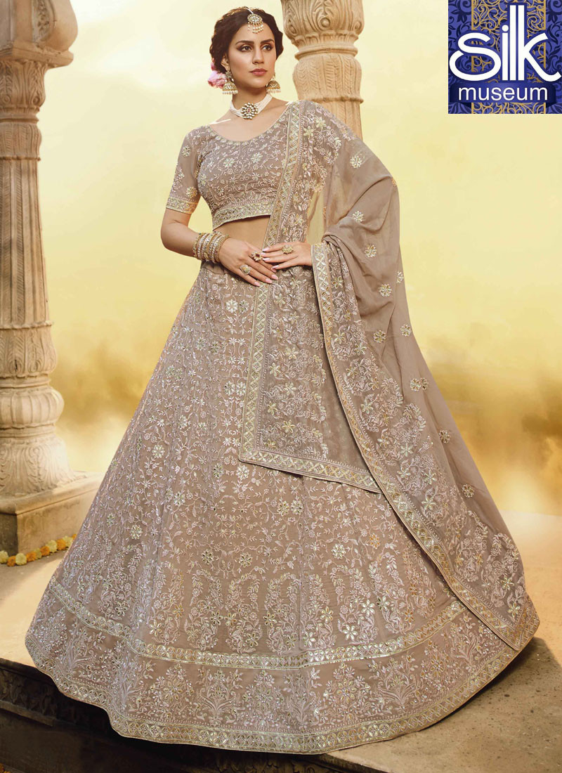 Moose Color Georgette A Line Lehenga Choli