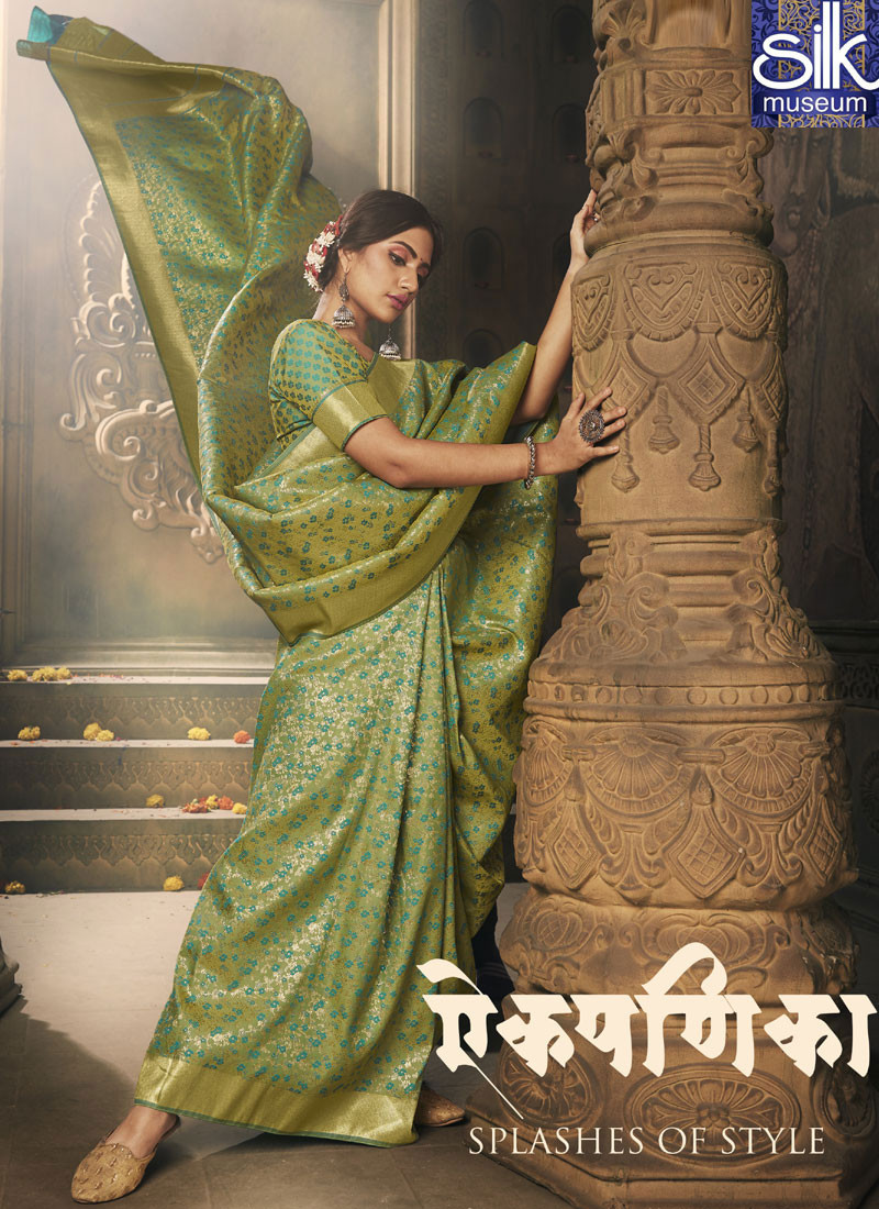 Lovely Green Color Silk Designer Party Wear Traditional Saree