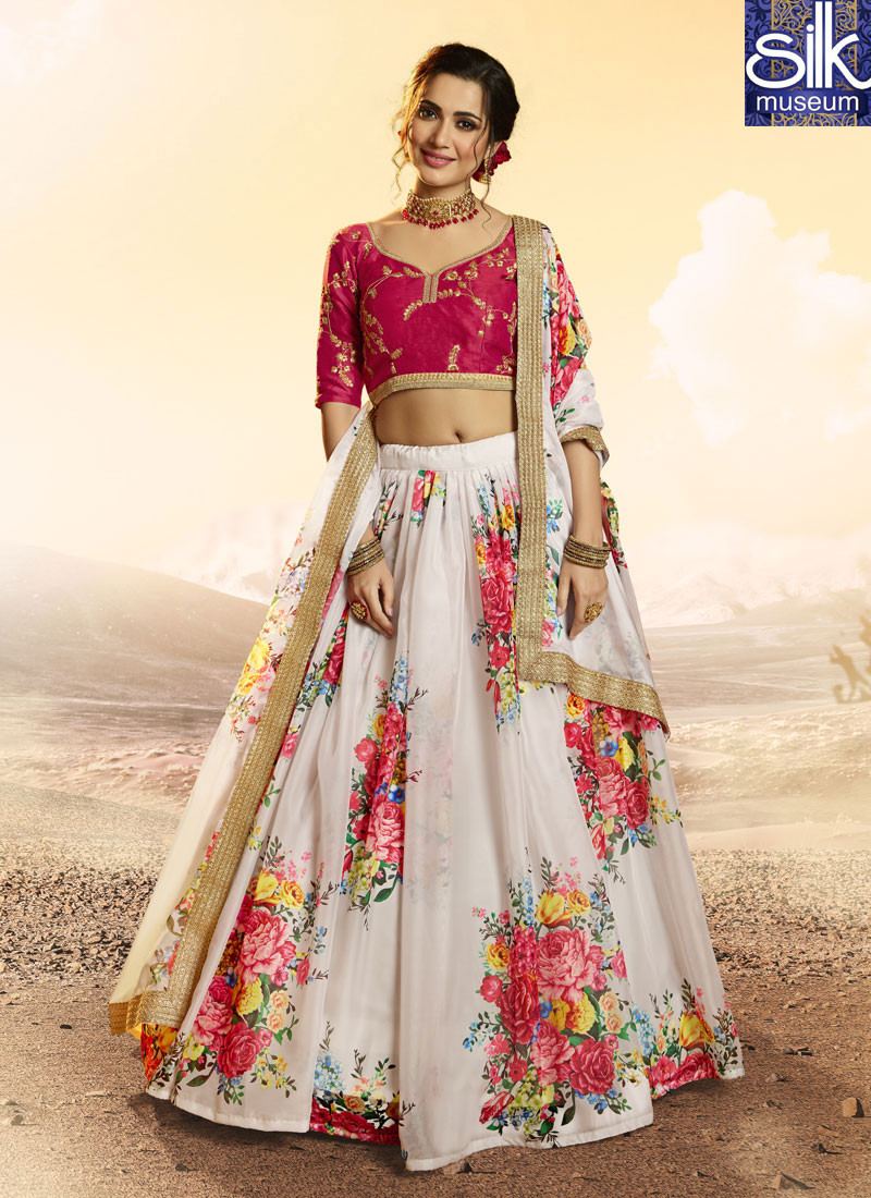 14411 Divine White Color Organza Fabric Designer Party Wear Lehenga Choli