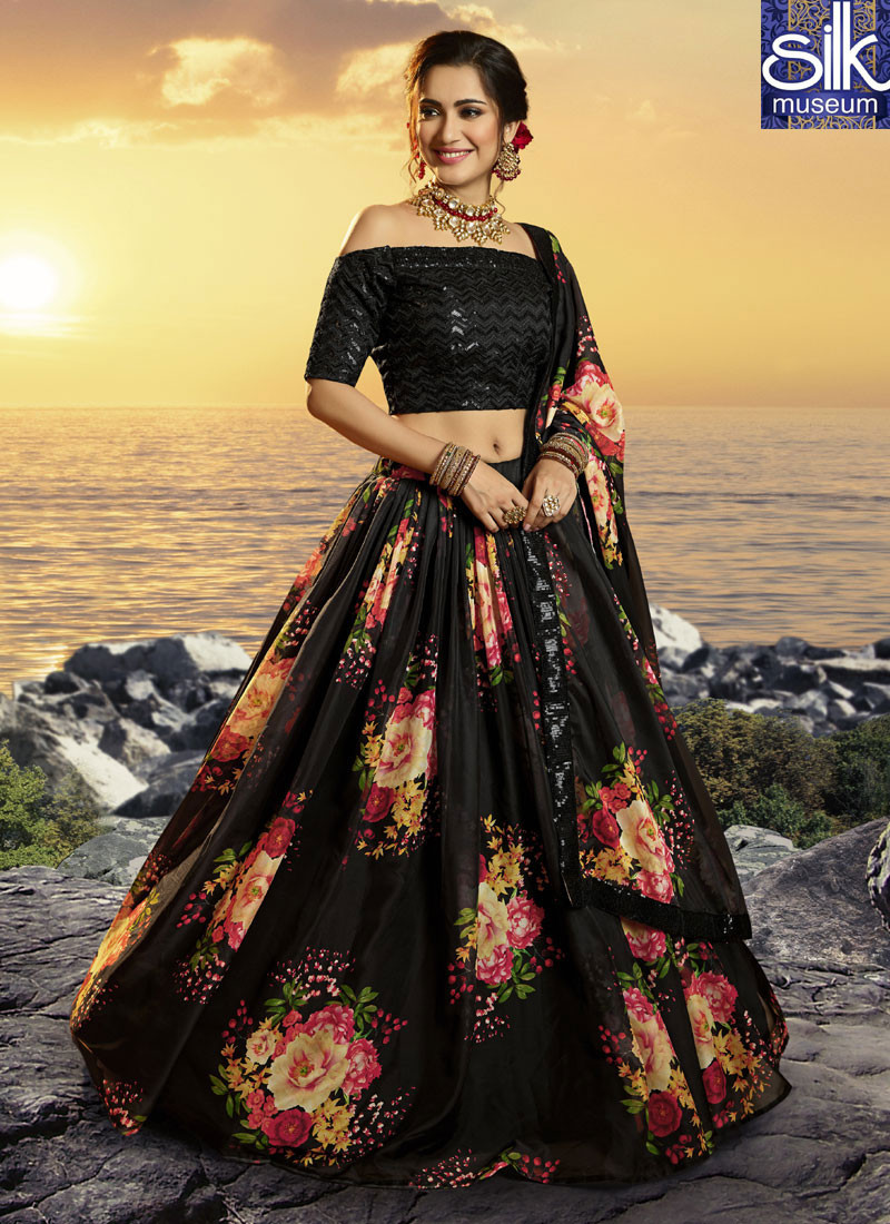 14412 Magnetic Black Color Organza New Designer Party Wear Lehenga Choli